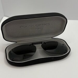 Polar Optics RECM 56 Clip-On Sunglasses with Case black silver polarized